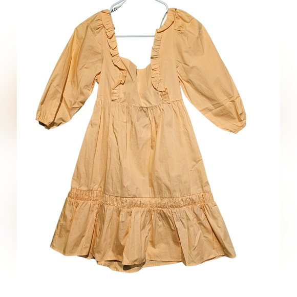 MINKPINK Butter Yellow Ruffle Mini Dress Small NWT - Picture 3 of 3